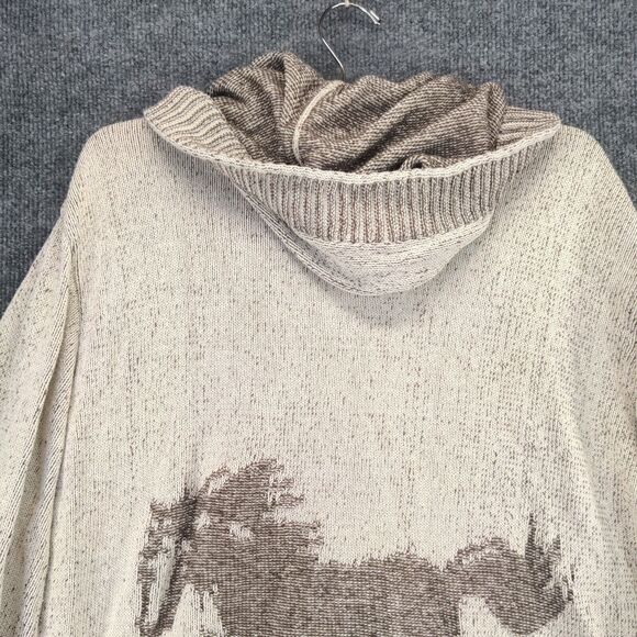 Back in the Saddle Cardigan Sweater Womens Size L Button Front Hooded Made USA - Picture 10 of 13